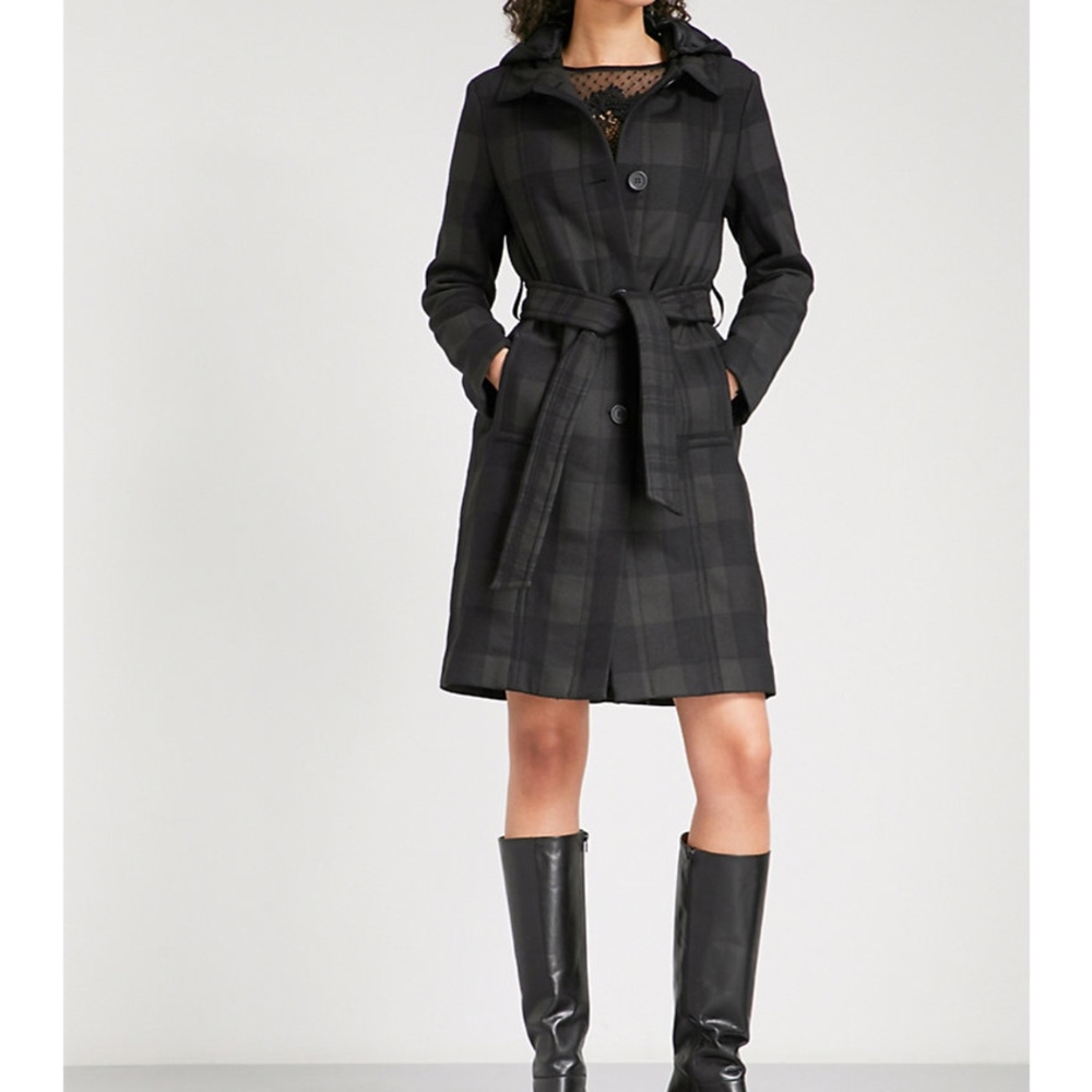 Gobani checked twill hooded coat size 38